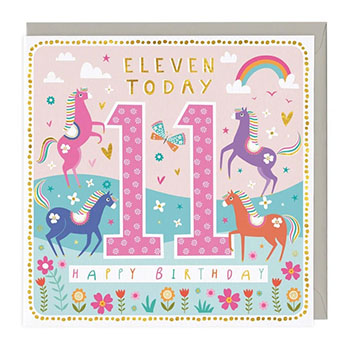 Card 11 Today Colourful Horses Birthday